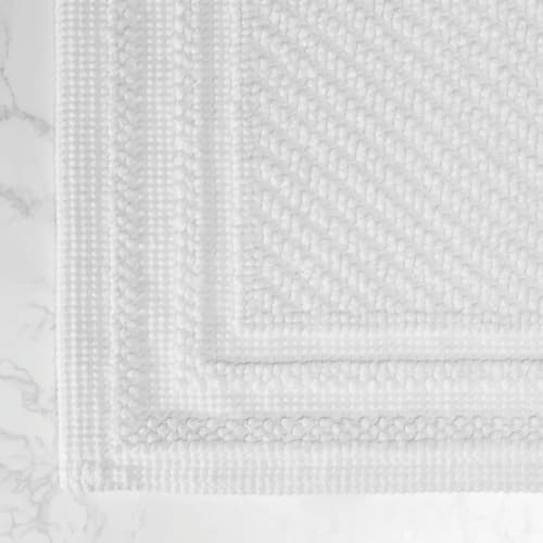 Tapis de bain Artesano Custom Frame Bordure, 100 % coton, 20x33, blanc